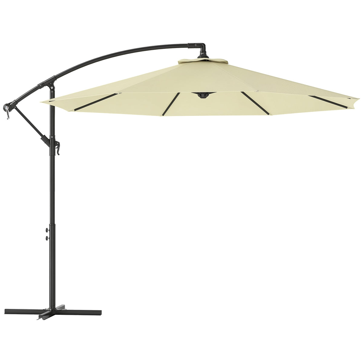 10' Deluxe Patio Umbrella with Crank and Cross Base, Beige — product view 1