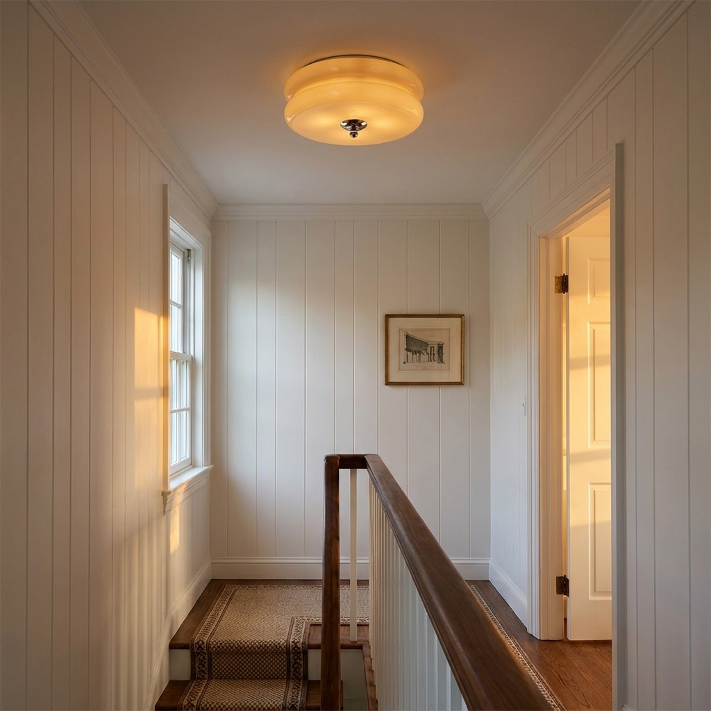 Delano | Art Deco Ribbed Glass Semi Flush Ceiling Light for Entryway and Dining Room — product view 5