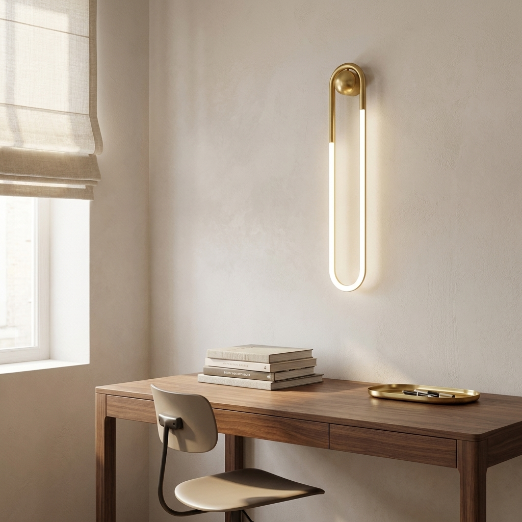 Rovan | Curved Loop Brass Wall Lamp Minimalist Bedside Reading Light — product view 4