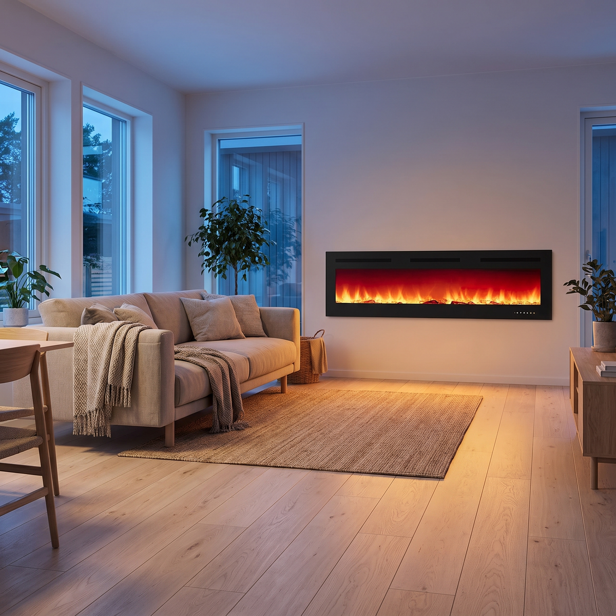 Wall Mounted & Recessed Electric Fireplace with Remote Control, Adjustable Flame Color & Brightness, Timer — 30 to 72 Inch Linear Fireplace Insert — product view 1