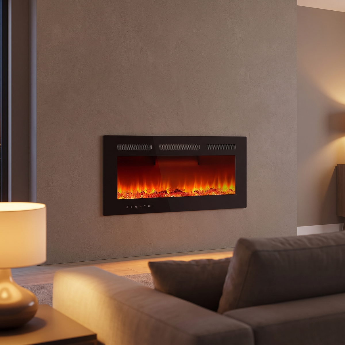 42 Inch Recessed Electric Fireplace, Slim Wall Mounted Fireplace Insert with 12 Flame Colors, 750W/1500W Heater — product view 1