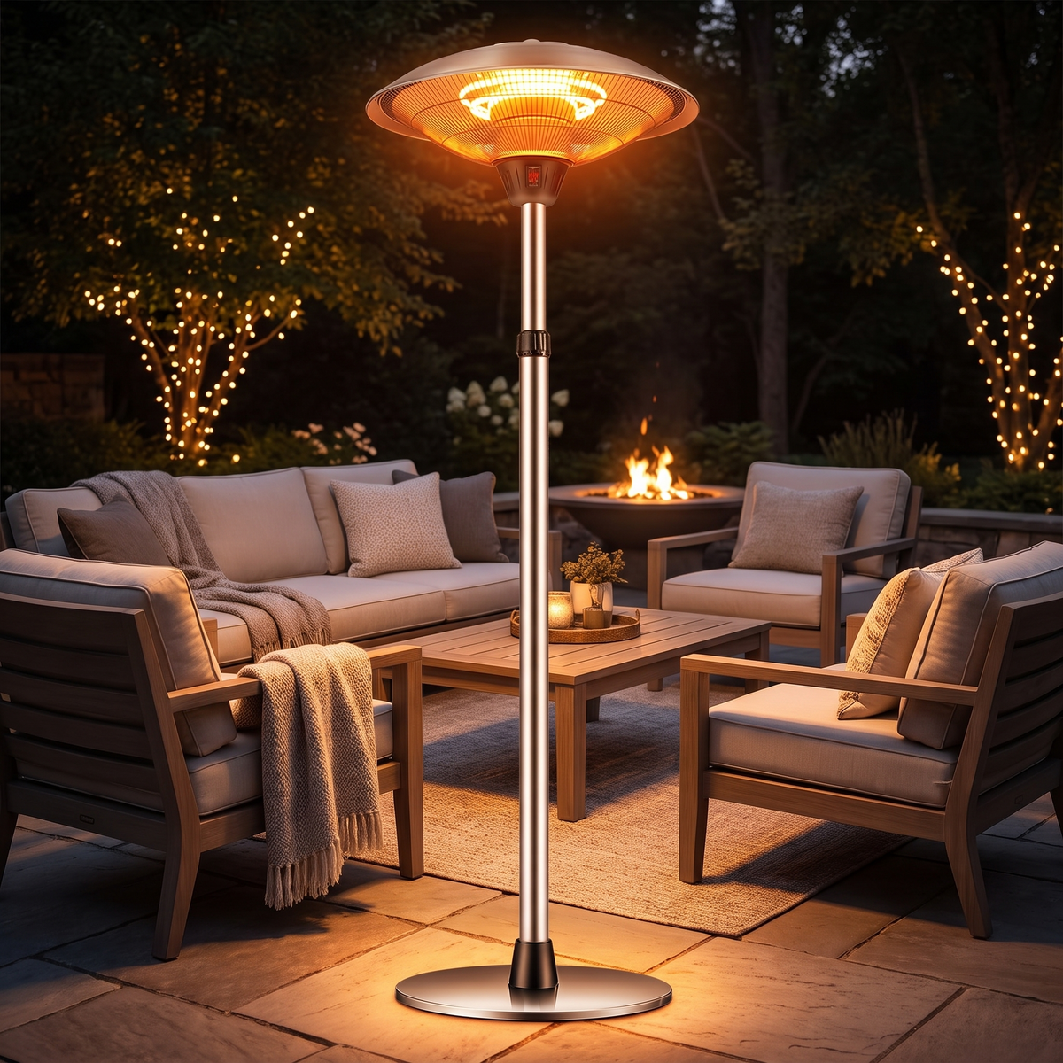 Umbrella-Style Stainless Steel Patio Heater, Freestanding Electric Outdoor Heating Stove for Garden & Hotel Terrace — product view 1
