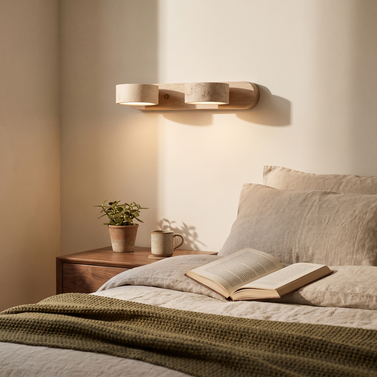 Travera Natural Stone Wall Light Adjustable LED Sconce for Bathroom and Bedroom — product view 3