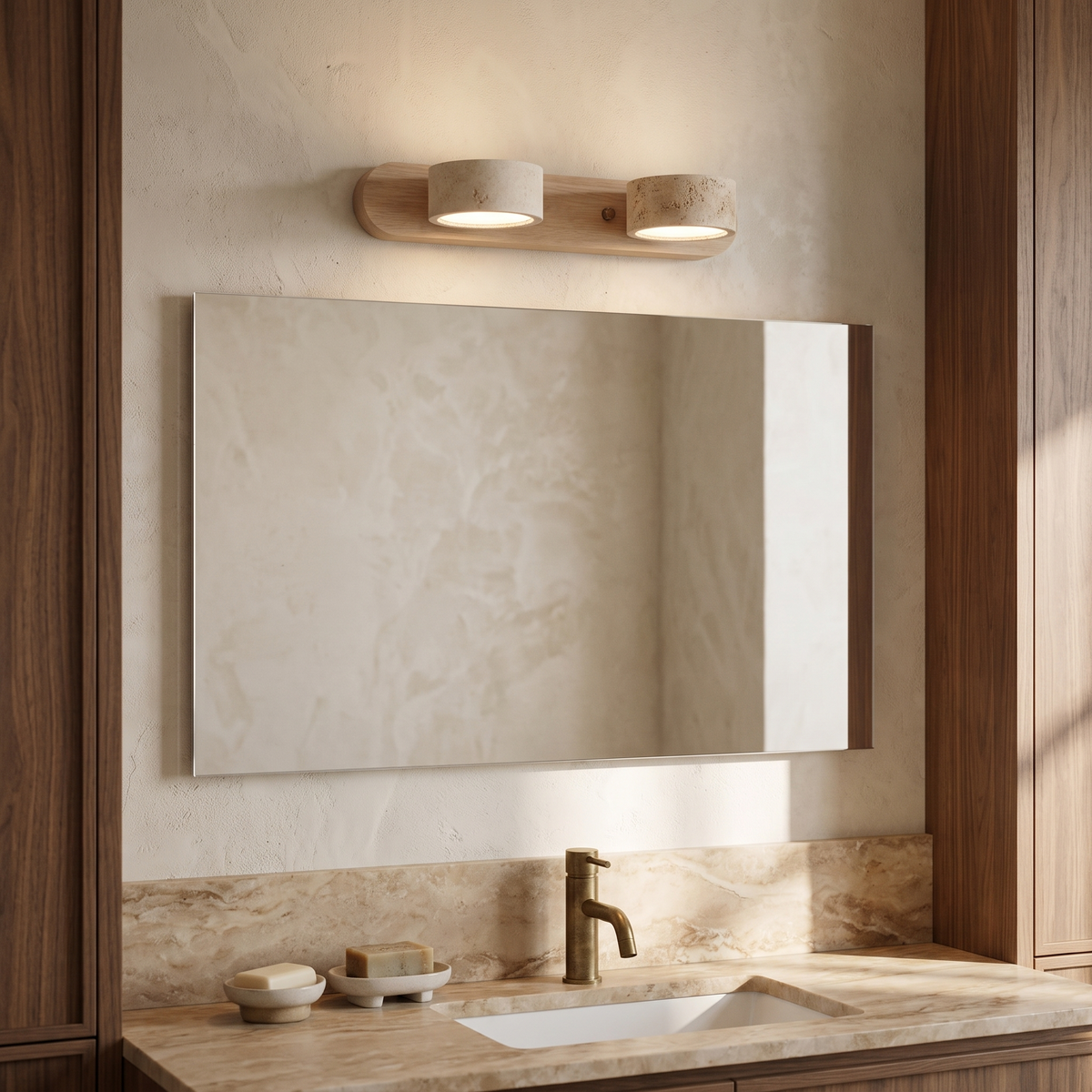 Travera Natural Stone Wall Light Adjustable LED Sconce for Bathroom and Bedroom — product view 2