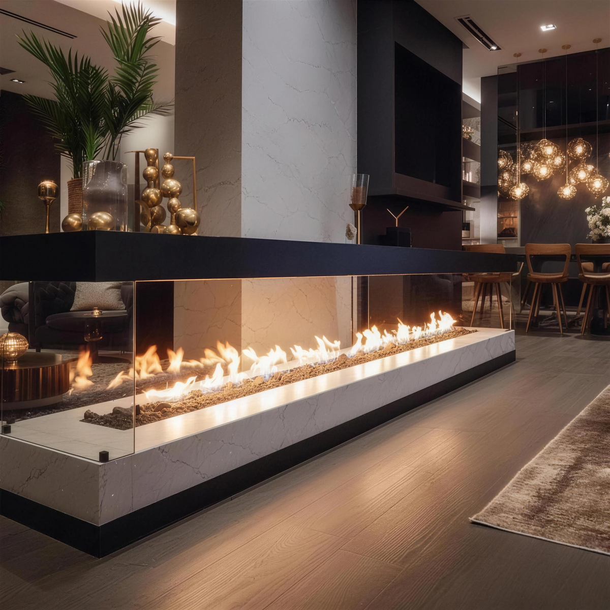 Modern Freestanding Electric Fireplace, Steel LED Flame Insert for Indoor Living Rooms and Bedrooms, Also Fits Recessed Built-In Walls — product view 1