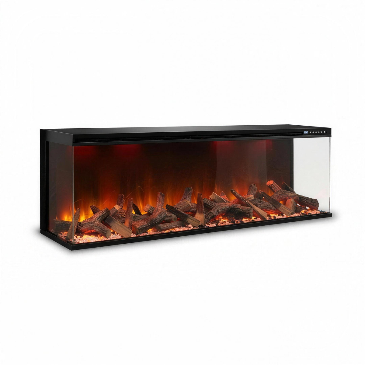 3-Sided Electric Fireplace Insert, Recessed Built-In Glass Firebox for Media Walls in 50, 60, 72 and 80 Inch Widths, LED Flames, App Control — product view 1