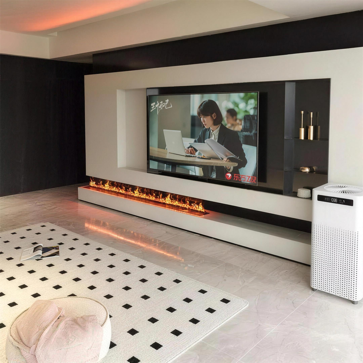 59 Inch 3D LED Flame Electric Fireplace, 150cm Wall-Mounted Linear Design — product view 1