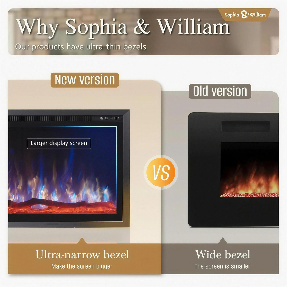 60 Inch Recessed Electric Fireplace, 750W/1500W Wall-Mounted Linear Fireplace with Smart Heat & Adjustable Flame — product view 2