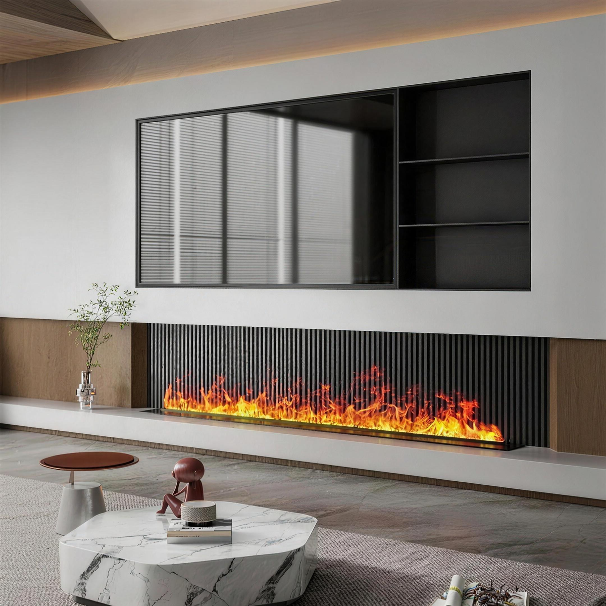 3D Water Vapor Electric Fireplace with App Control & Colorful LED Flame, Indoor Mist Insert for TV Wall & Living Room — product view 1