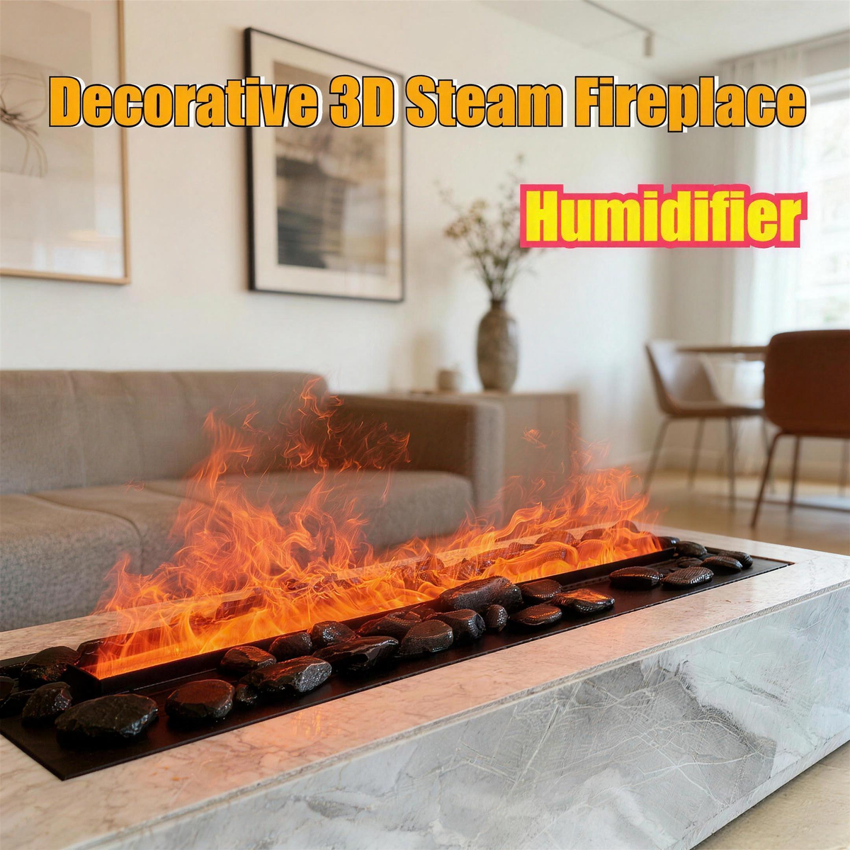 Luxury 3D Water Vapor Fireplace,Large 3D Vapor Fireplace for Penthouse Decor Electric Fireplace Flame Chimney Gold Mist — product view 2