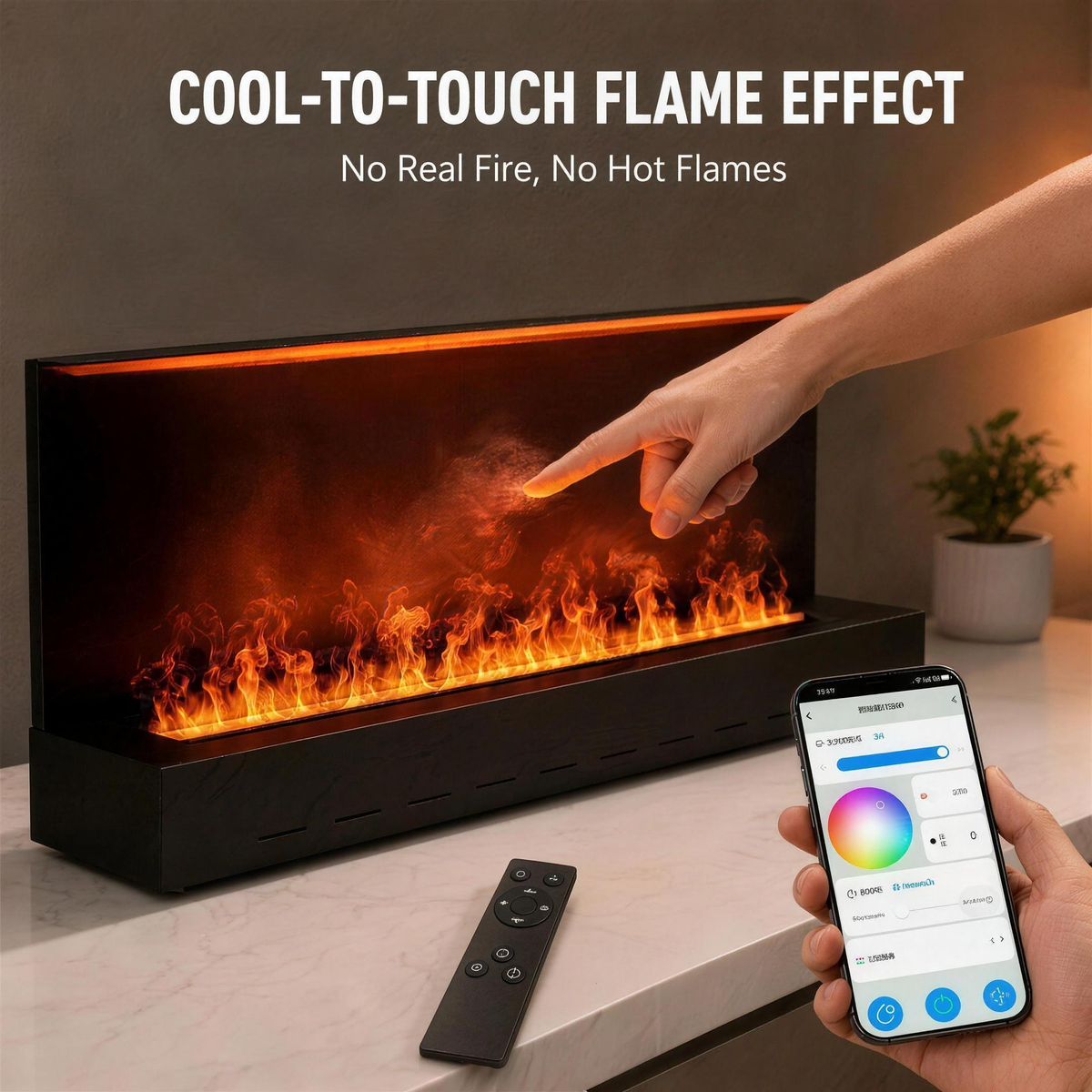 Indoor Water Vapor Electric Fireplace with Large Tank, Long-Running Mist Flame Insert for Living Room — product view 1