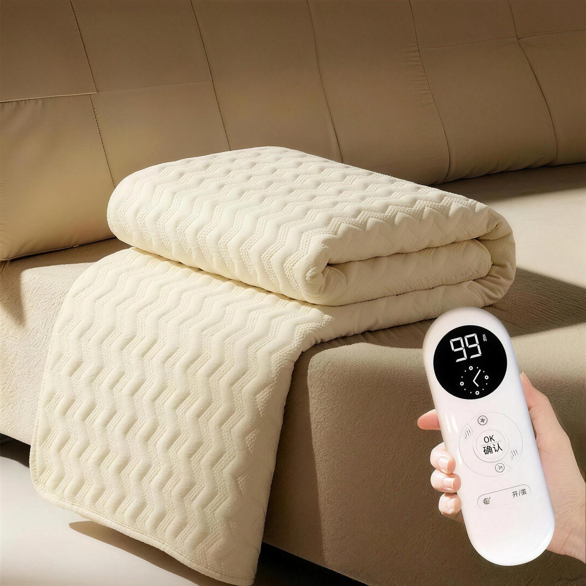 Water-Circulation Heated Mattress Pad with Dual-Zone Temperature Control, Queen & King — product view 1