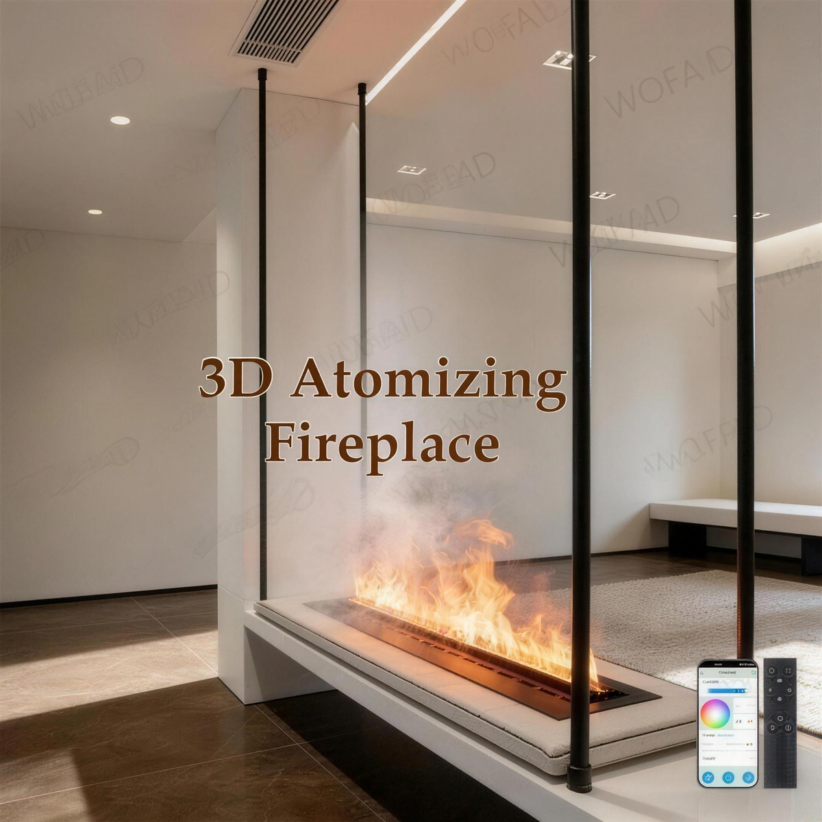 47 Inch Ultra-Slim Water Mist Fireplace, Wall-Mounted Linear Vapor Electric Fireplace with 9 Flame Colors — product view 2