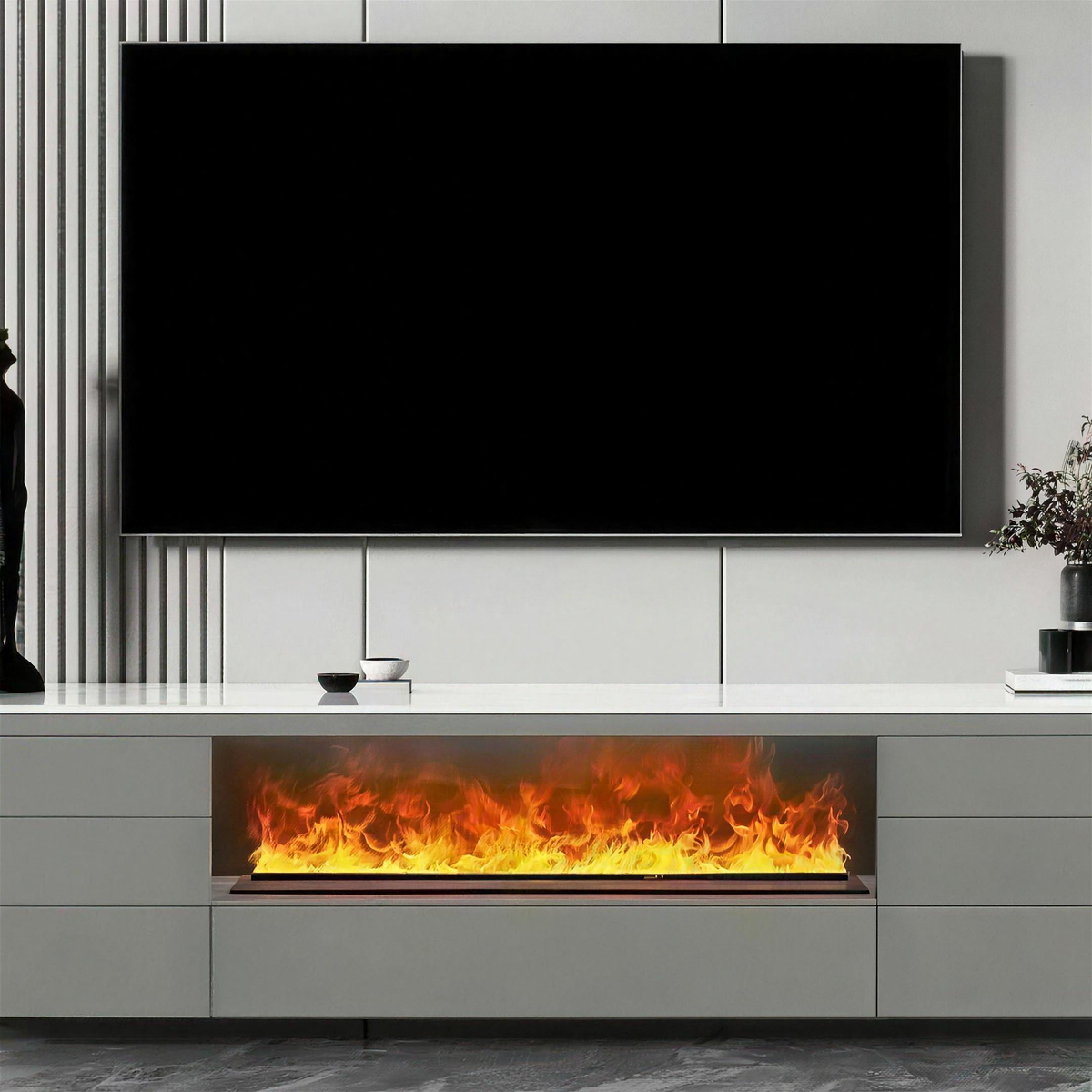 Nordic Embedded Electric Fireplace with Realistic Flame Effect, Light Luxury Decorative Fireplace for Living Room — product view 1