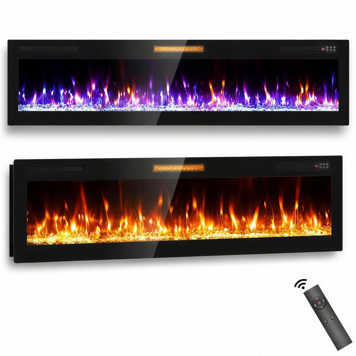 72" Ultra Thin Electric Fireplace Wall Mounted, Slim Fireplace Insert, Wall Fireplace for Living Room/Bedroom w/Touch — product view 1