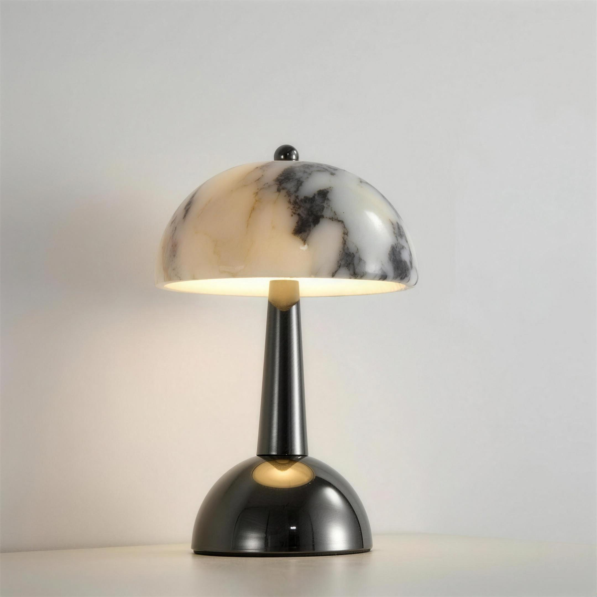 Marble LED Night Light with Black Metal Base, Rechargeable Touch Ambient Lamp for Bedroom & Living Room — product view 1