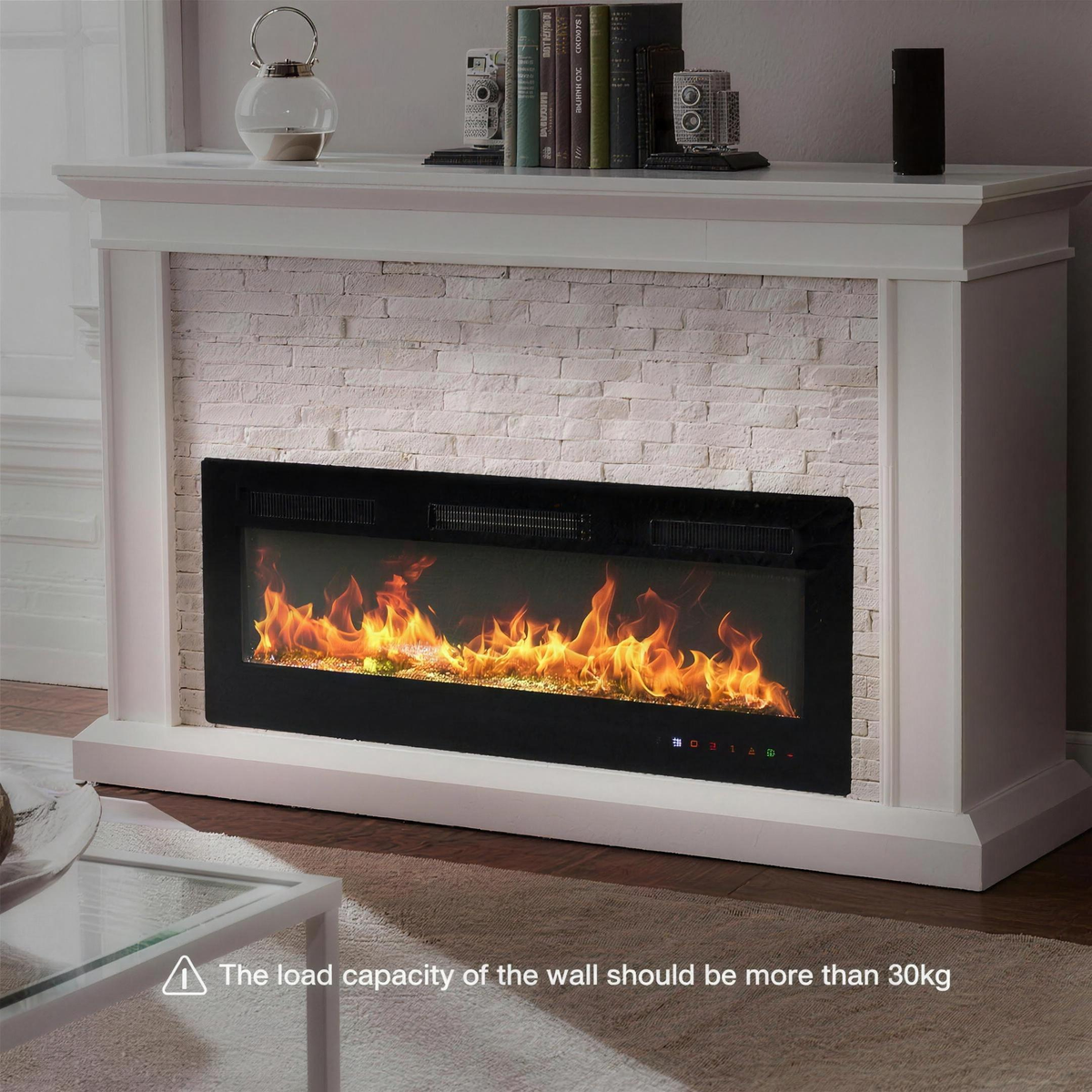42 Inch Electric Fireplace, 3-Way Install Wall-Mounted, Recessed or Freestanding, with Remote & Adjustable Flame — product view 1