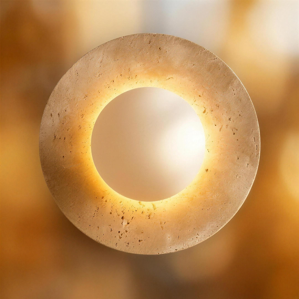 Modern LED Wall Lamp with Yellow Travertine Glass Shade, Indoor Sconce for Bedside, Bedroom & Living Room — product view 1