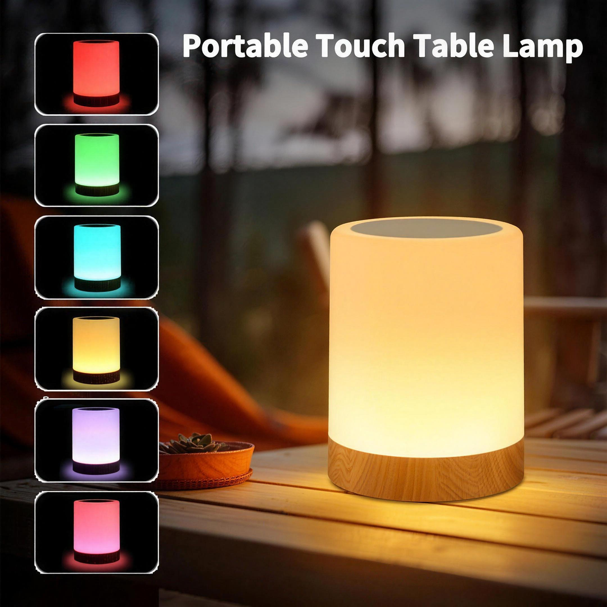 Portable USB Rechargeable Bedside Lamp, Warm LED Night Light for Bedroom & Nursery — product view 1