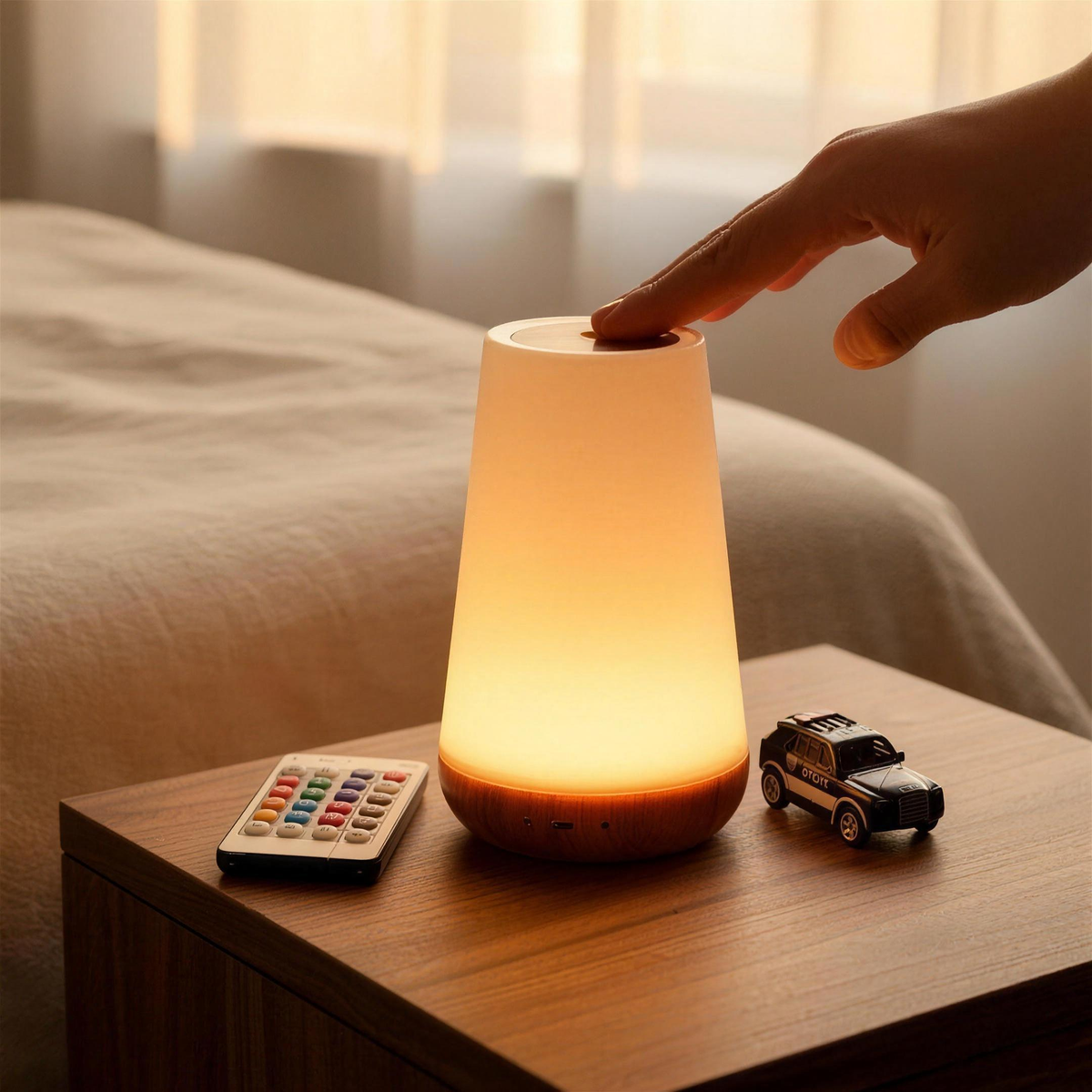 USB Rechargeable Dimmable Touch Lamp, Portable Bedside Night Light with 13 RGB Colors — product view 1