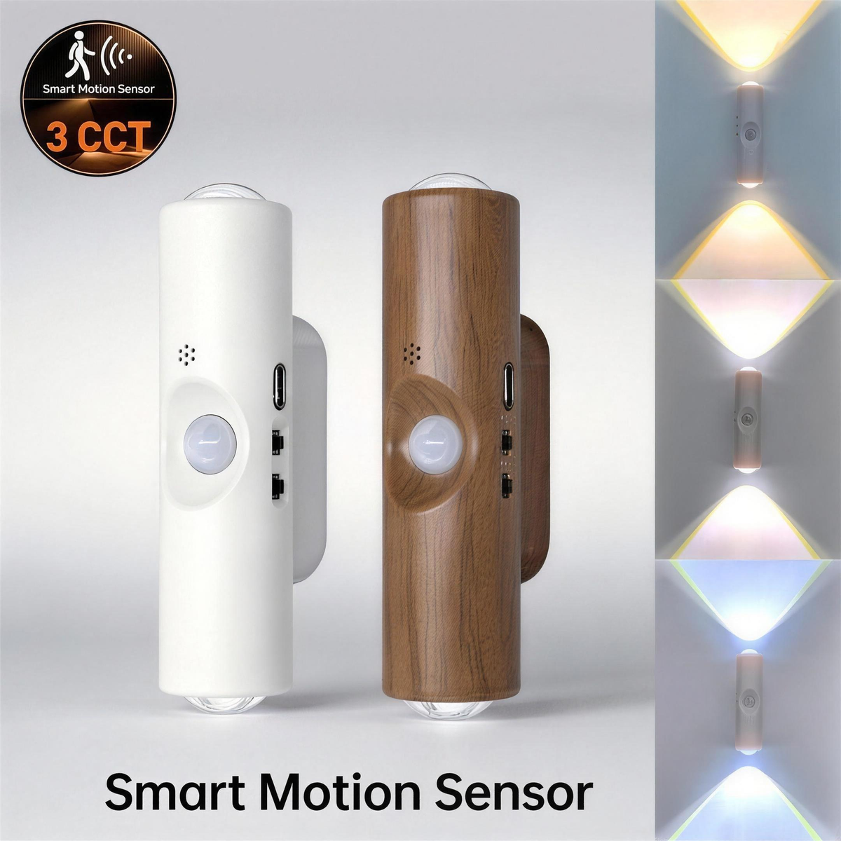 Double Head 3CCT LED Night Light with Motion Sensor, Rechargeable Magnetic Wall Lamp for Cabinet, Hallway & Stairs — product view 1