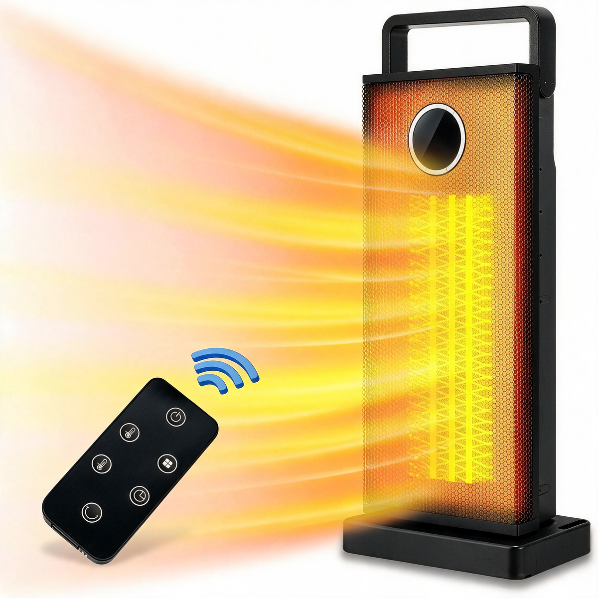 1500W Freestanding Electric Space Heater, Remote Control, Timer, PTC Ceramic Heating, Overheat Protection for Living Rooms, Bedrooms and Offices — product view 1