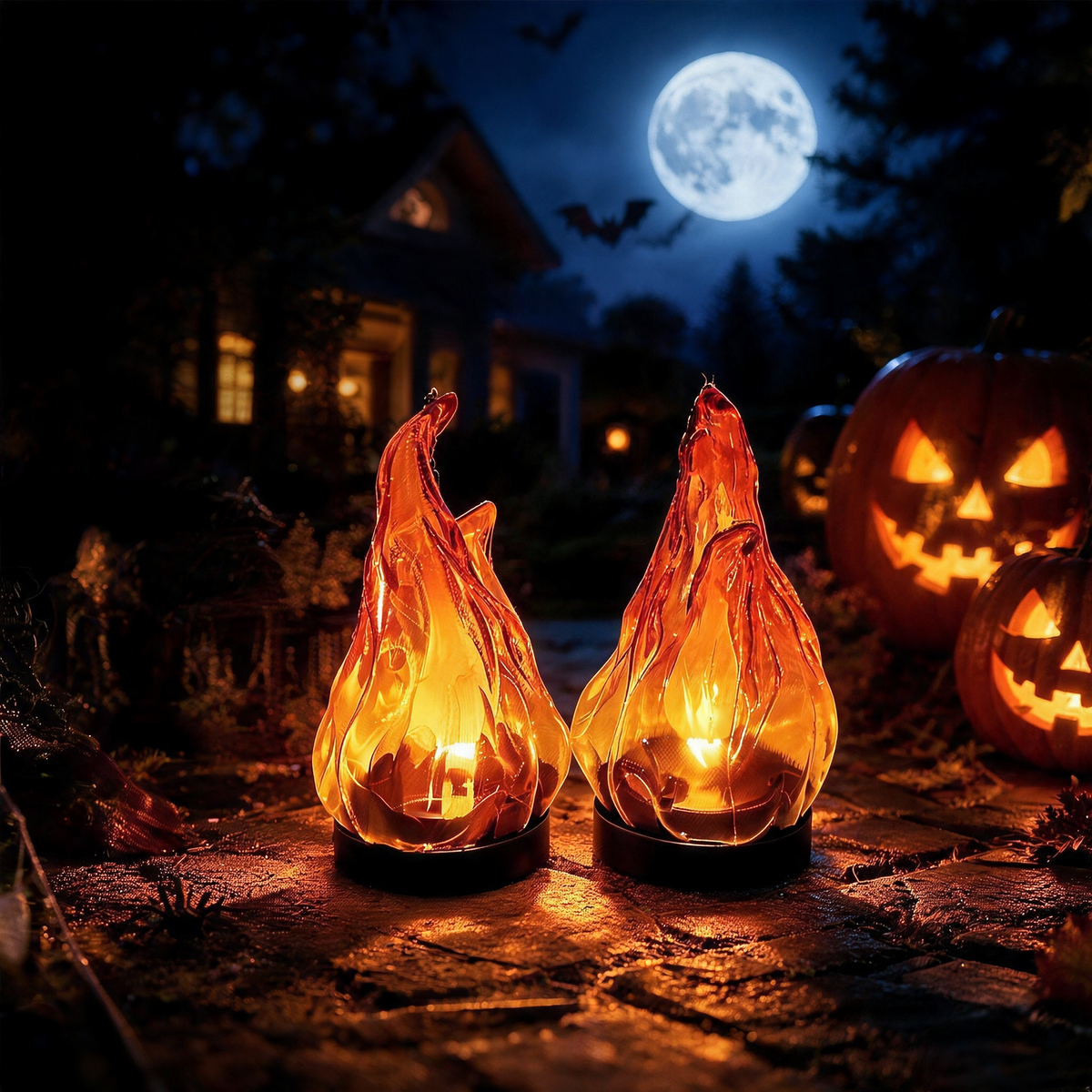 USB Rechargeable Flame Lantern 2-Pack, Hanging LED Fire-Effect Camping Light for Outdoor, Patio & Night Ambience — product view 1