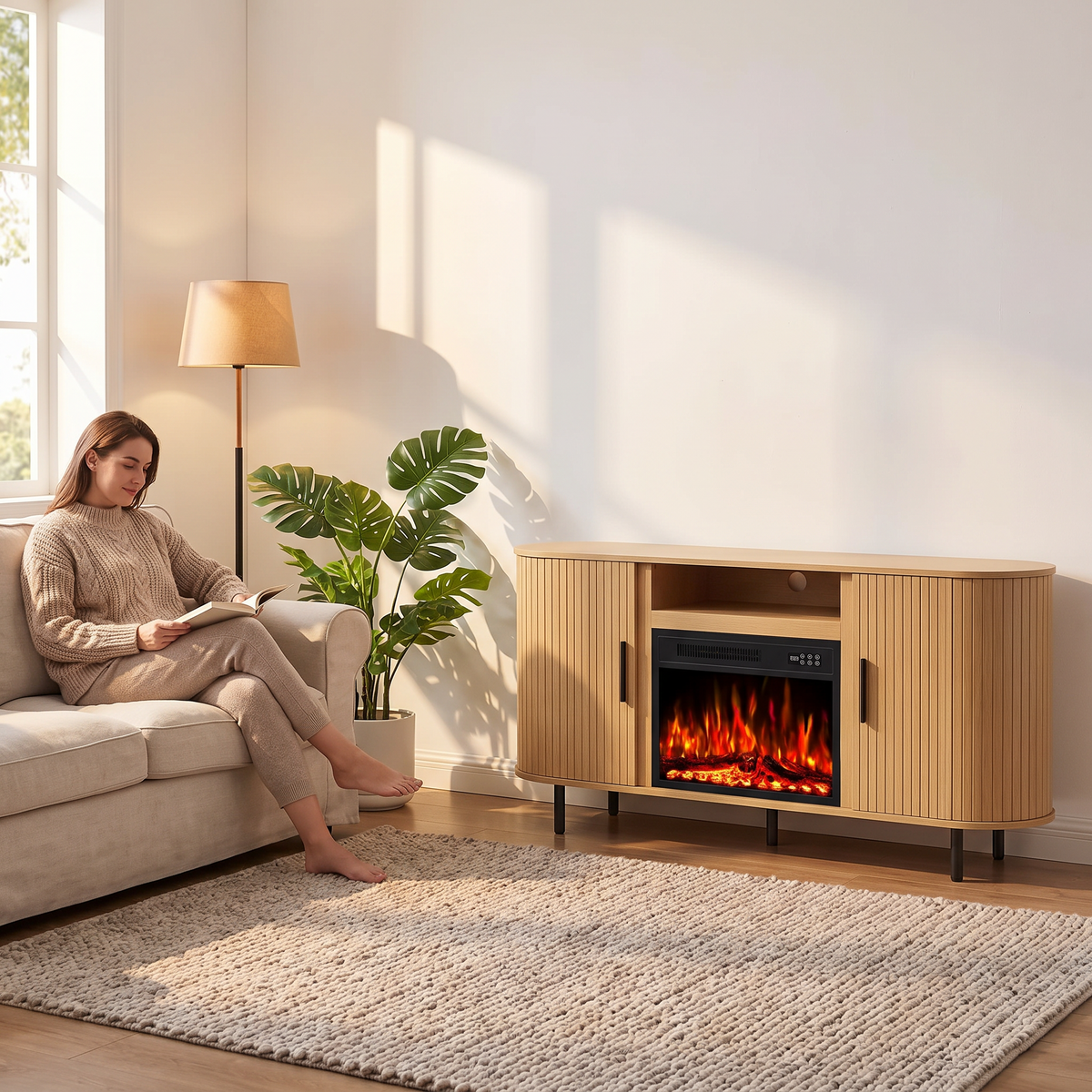 65 Inch Electric Fireplace TV Stand for TVs up to 75 Inch, Modern Media Console Entertainment Center for Living Rooms — product view 5