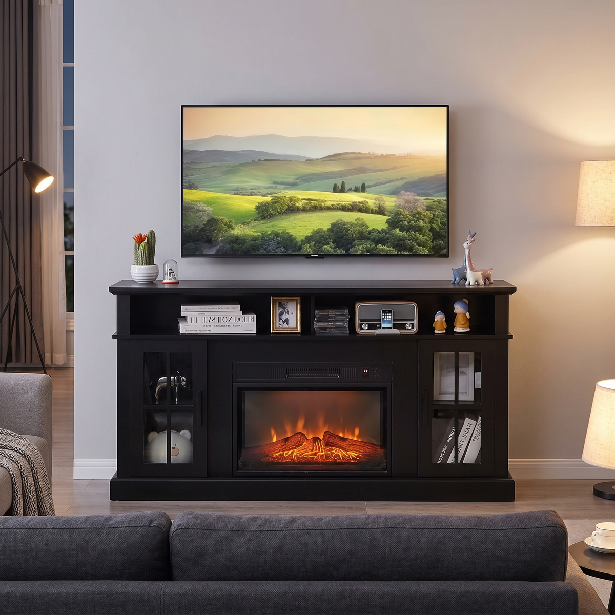 Electric Fireplace TV Stand for TVs up to 65 Inch, Modern Media Console Entertainment Center, Remote Control for Living Rooms — product view 6