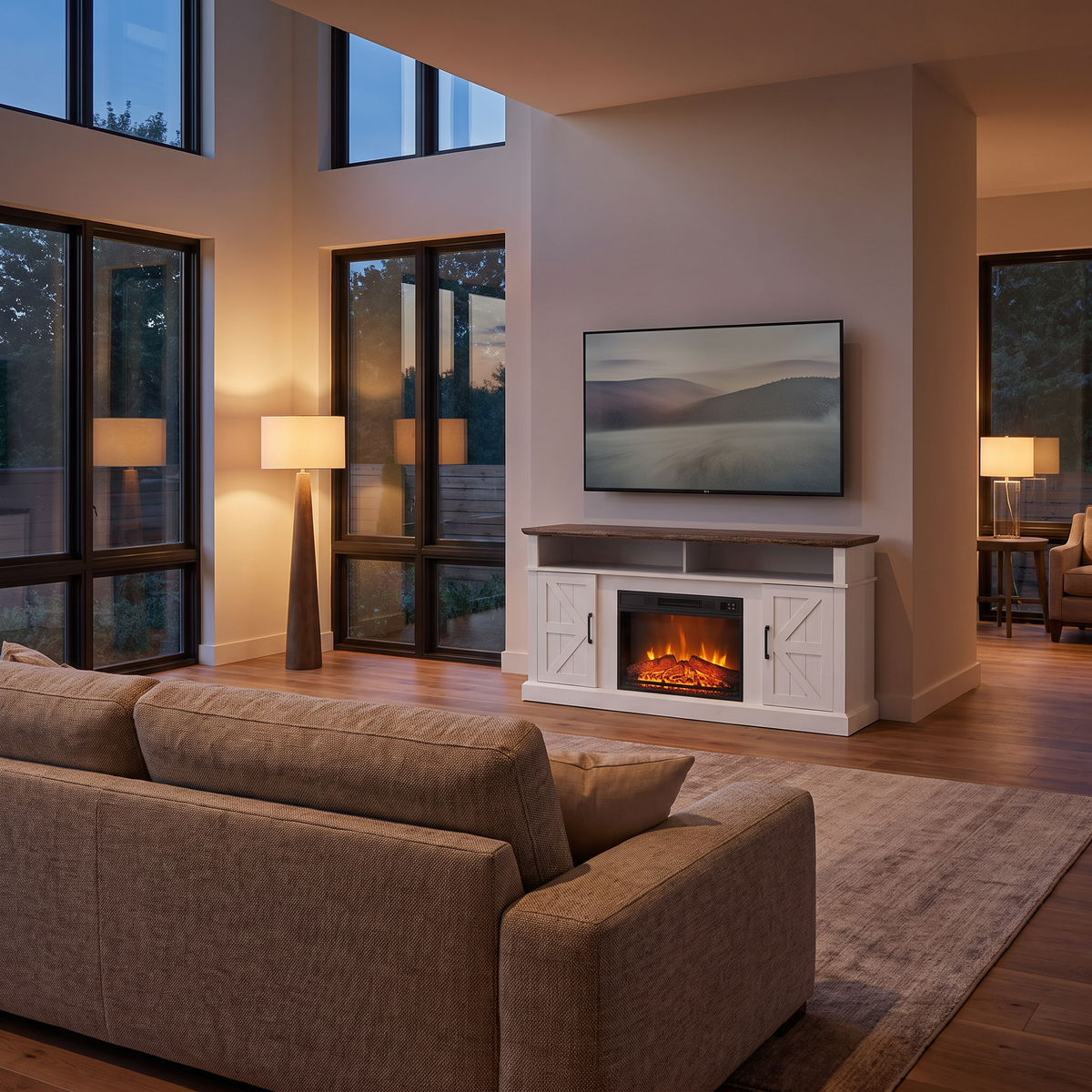 Electric Fireplace TV Stand for TVs up to 65 Inch, Modern Media Console Entertainment Center, Storage Cabinets for Living Rooms — product view 6