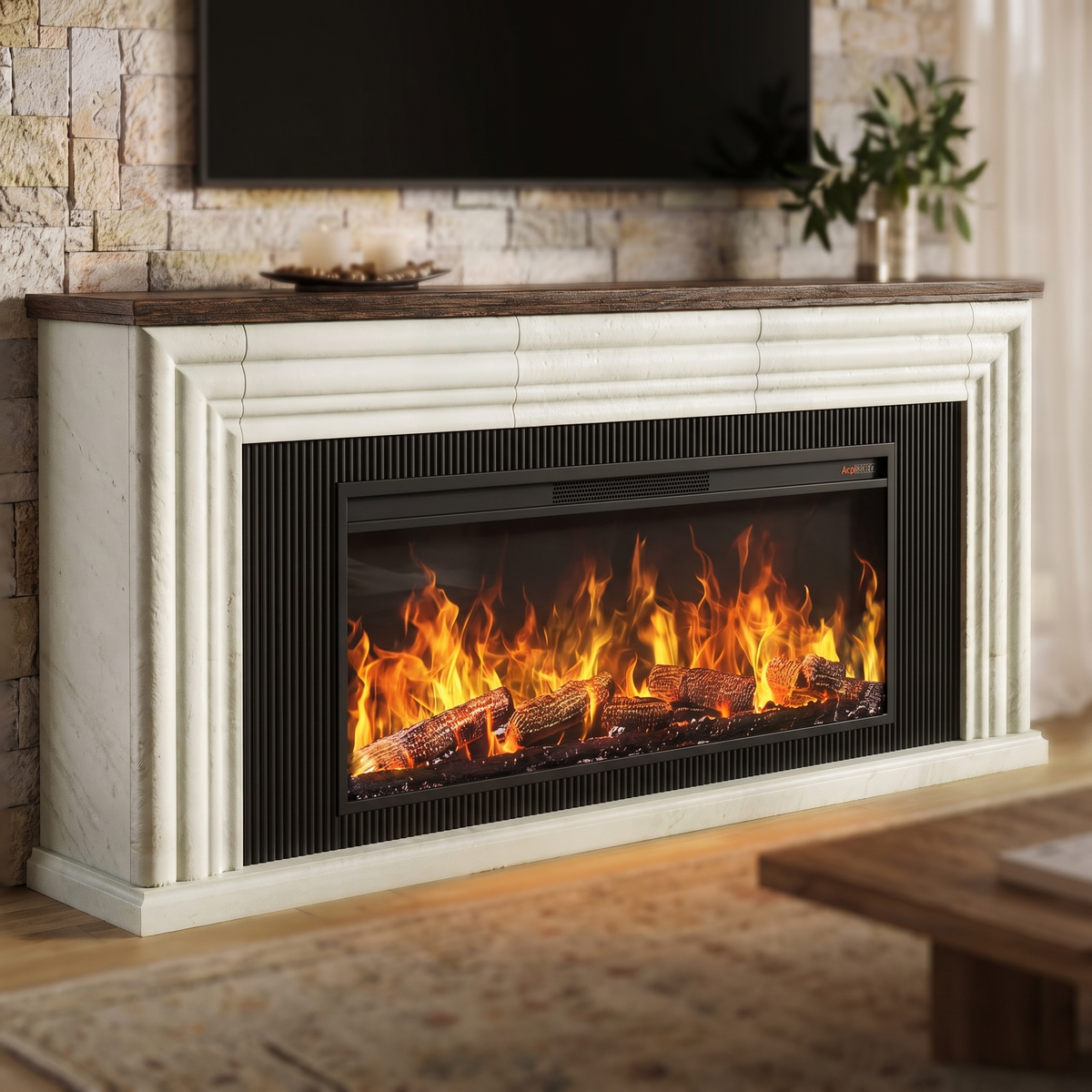 75 Inch Electric Fireplace TV Stand, Farmhouse Media Console Entertainment Center for Living Rooms — product view 6