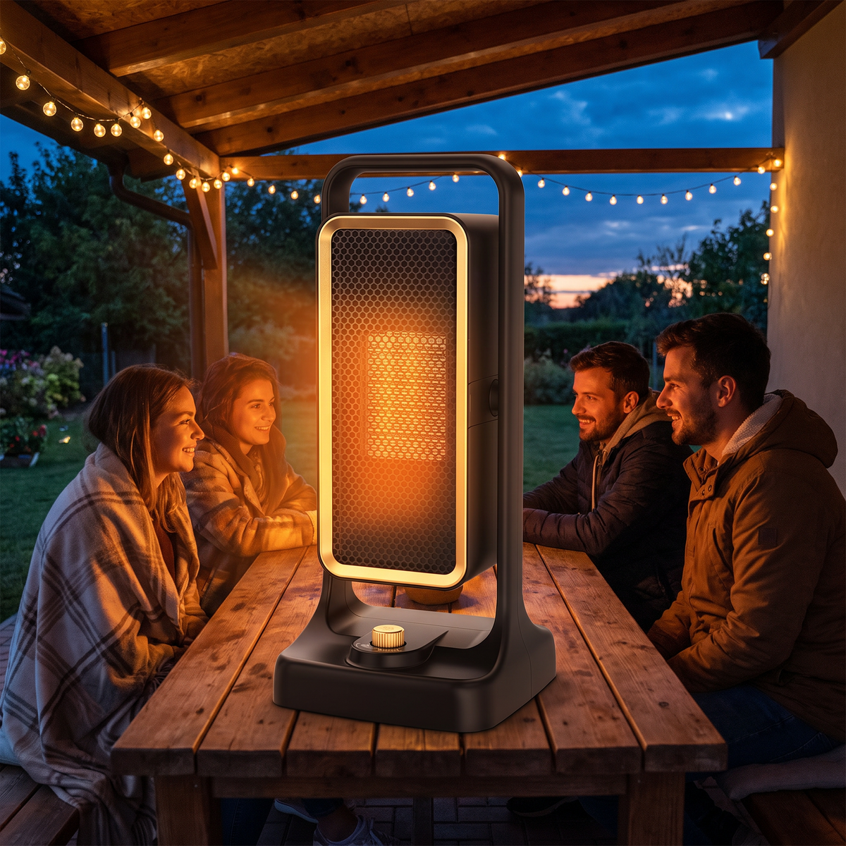 Portable Electric Patio Heater 900W, PTC Ceramic Space Heater with 2 Speeds for Indoor & Outdoor, Office & Balcony — product view 5