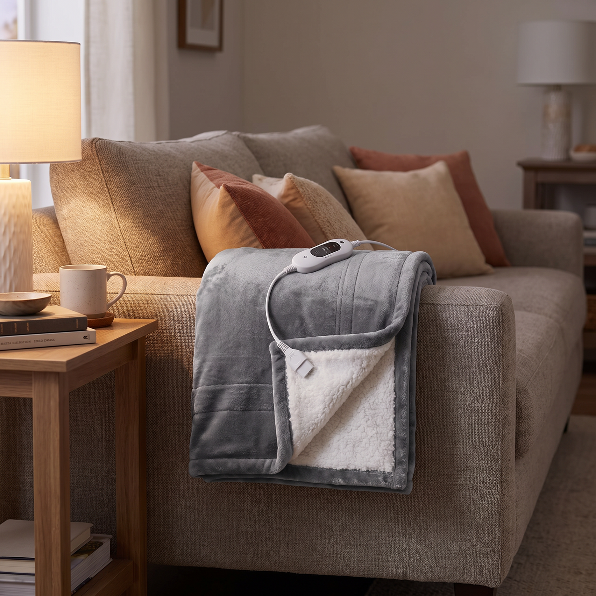 Electric Heated Throw Blanket, 5 Heat Levels, Soft Flannel Sherpa, Auto Shut-Off and Overheat Protection for Sofa and Bed — product view 5