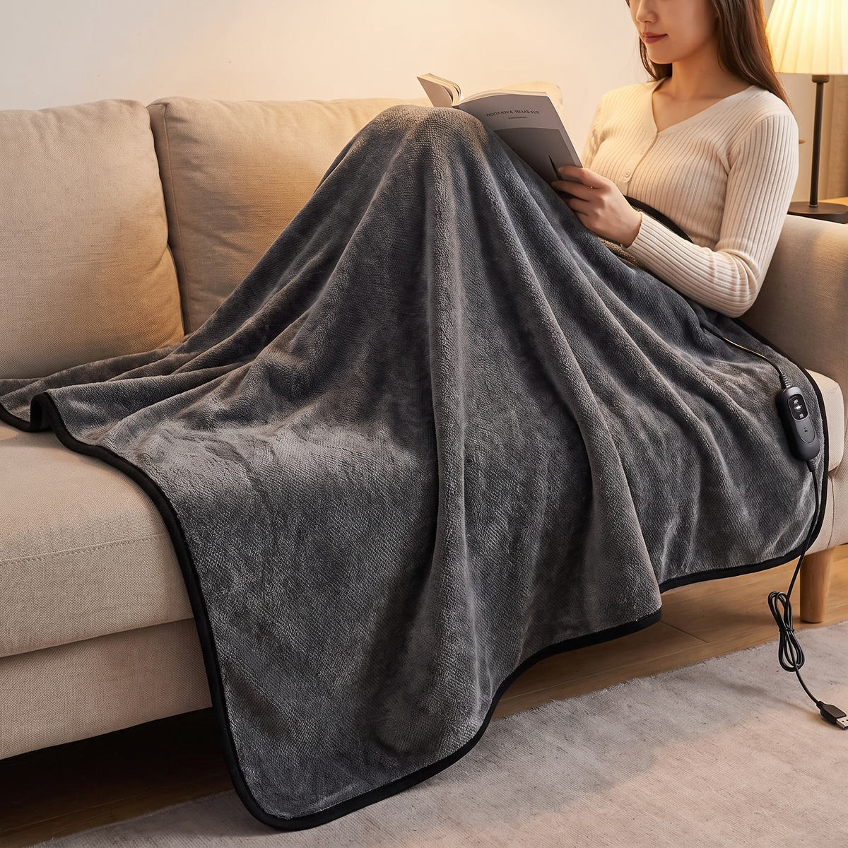 Electric Heated Throw Blanket, Soft Flannel Sherpa, Machine Washable, Auto Shut-Off and Overheat Protection for Sofa and Bed — product view 4