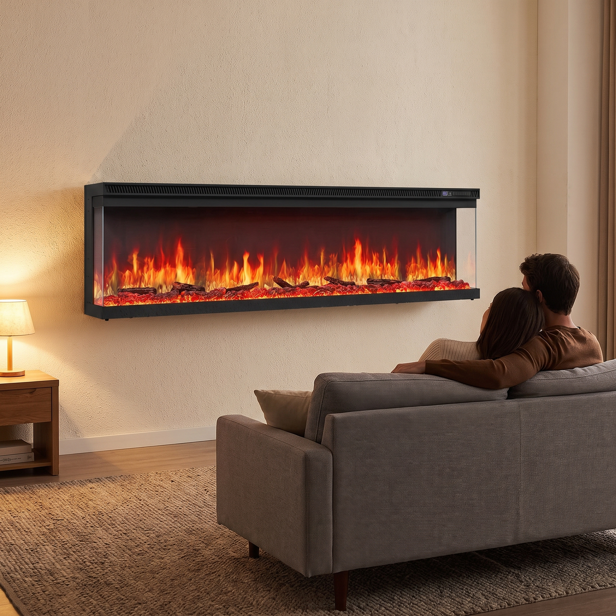 3-Sided Wall Mount Electric Fireplace, Recessed & Built-In Design with WiFi Remote, 1500W Heater — product view 5