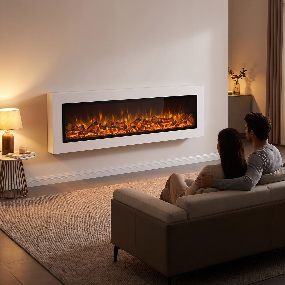 Smart 39-70" Ultra-Thin Recessed Electric Fireplace – Wall-Mounted, 150W, Realistic Flame Home Decor — product view 5