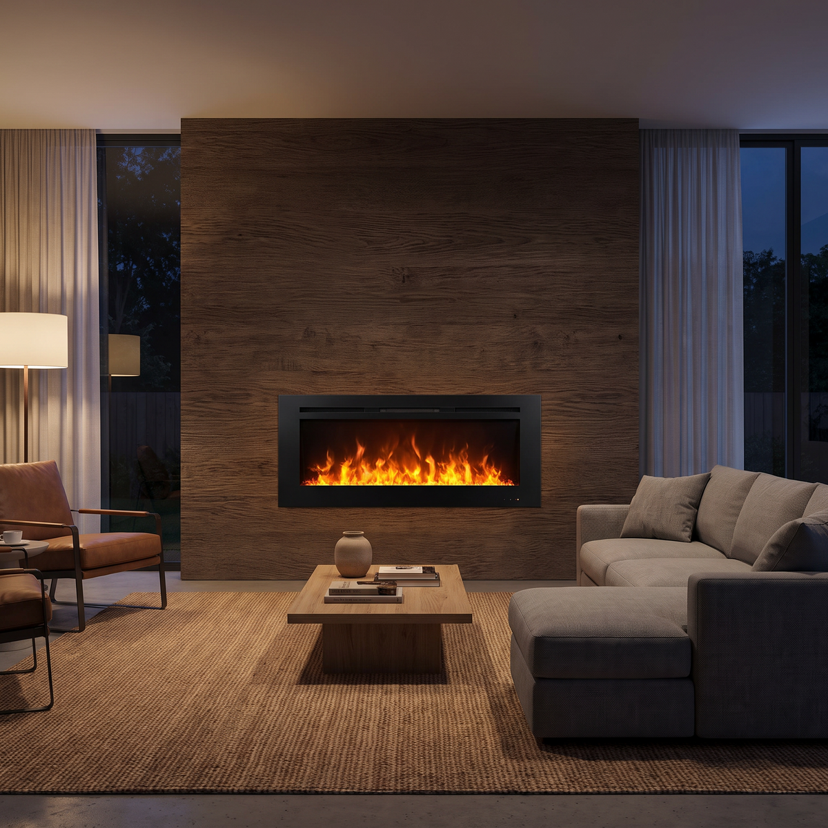 Electric Steam Fireplace, 1500W Metal Water Vapor Fireplace with 3D LED Flame, App-Controlled Freestanding Heater — product view 7