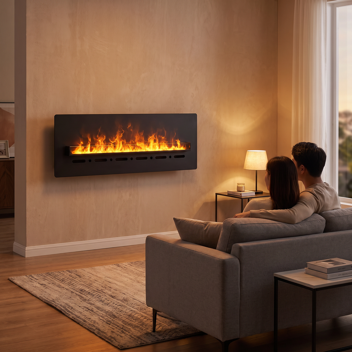 Electric Steam Fireplace, 1500W Metal Water Vapor Fireplace with 3D LED Flame, App-Controlled Freestanding Heater — product view 6