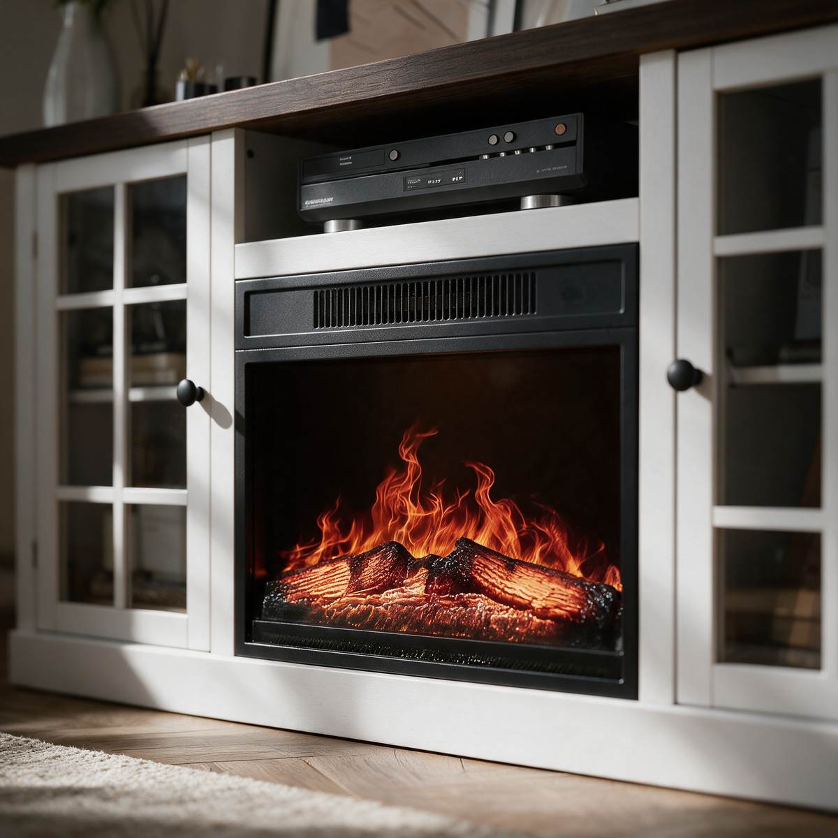 Electric Fireplace TV Stand, Modern Media Console Entertainment Center, Storage Cabinets for Living Rooms — product view 6