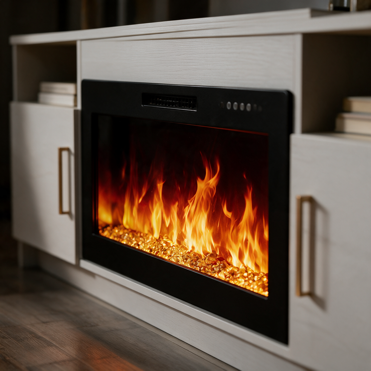 Electric Fireplace TV Stand, Modern Media Console Entertainment Center, Adjustable LED Flame for Living Rooms — product view 6
