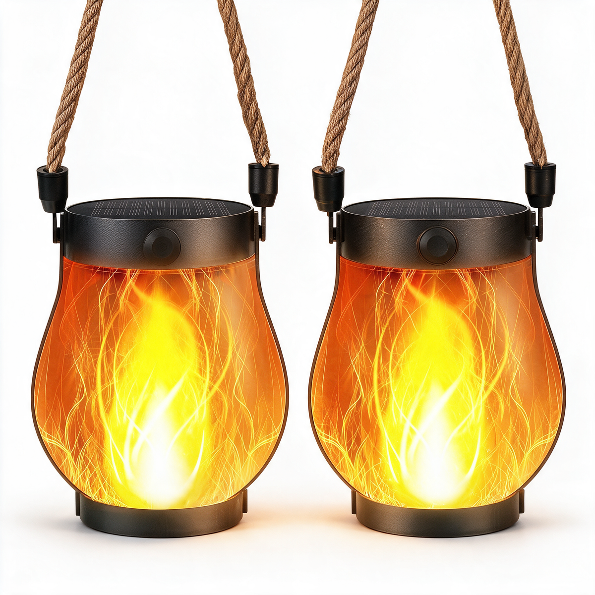 Solar Flame Rope Hanging Light with Type-C Backup Charging, Waterproof 3D Flickering Flame Lamp for Patio & Camping — product view 1