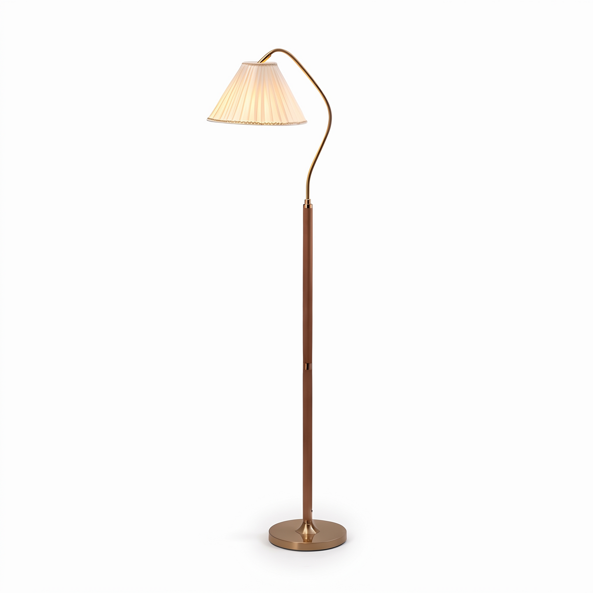 Pleatlume Vintage White Pleated Shade Wooden LED Floor Lamp — product view 2
