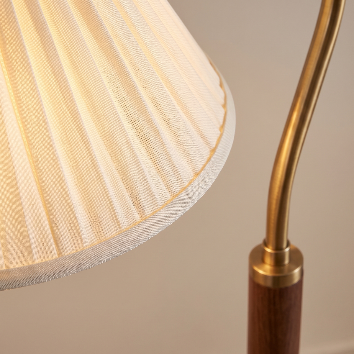 Pleatlume Vintage White Pleated Shade Wooden LED Floor Lamp — product view 3