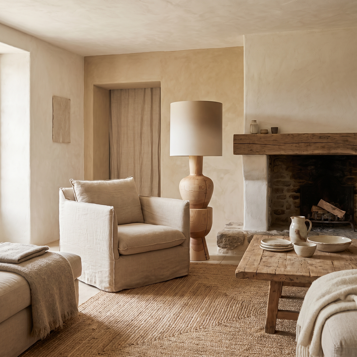 Wabihearth Sculptural Stacked Wood Drum Floor Lamp — product view 5