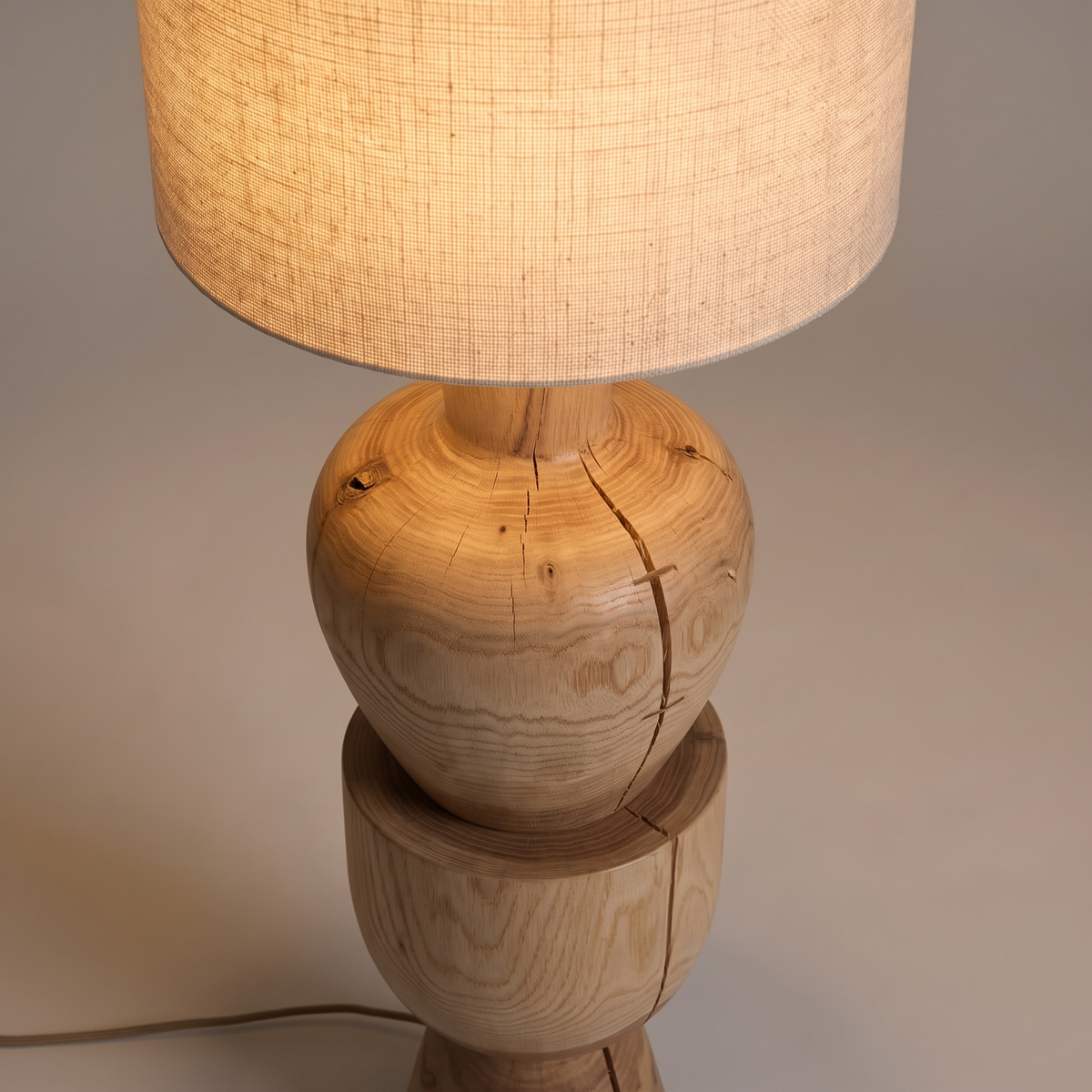 Wabihearth Sculptural Stacked Wood Drum Floor Lamp — product view 3