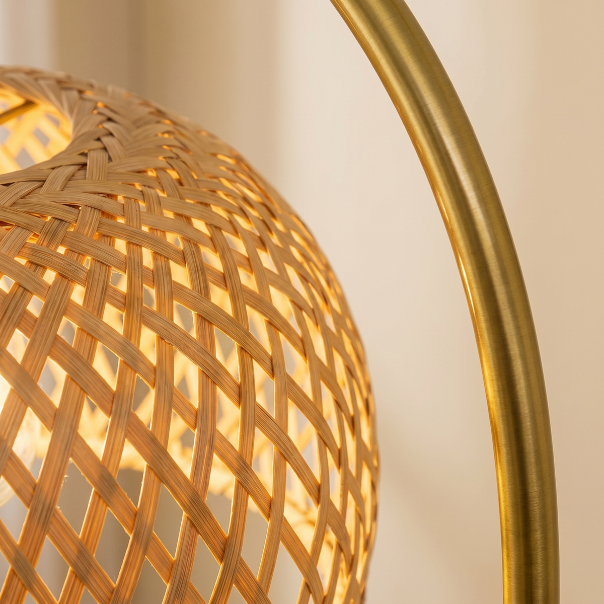 Bambuso Rustic Weaving Bamboo Foot Switch Floor Lamp — product view 3