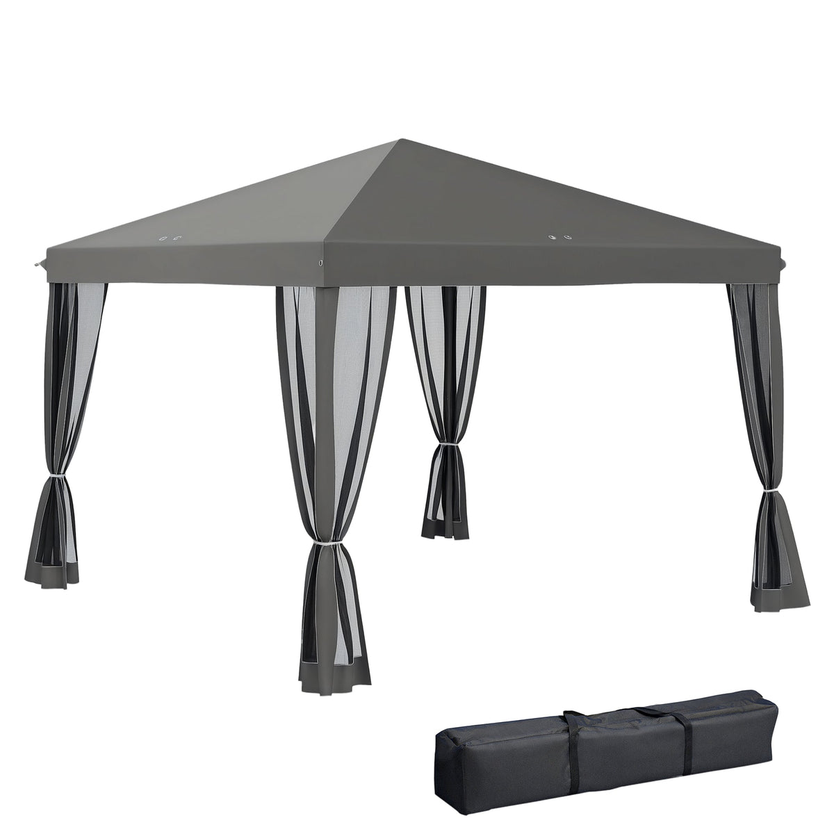 3 x 3m Pop Up Gazebo with Removable Mesh Netting & Carry Bag, Light Grey — product view 1
