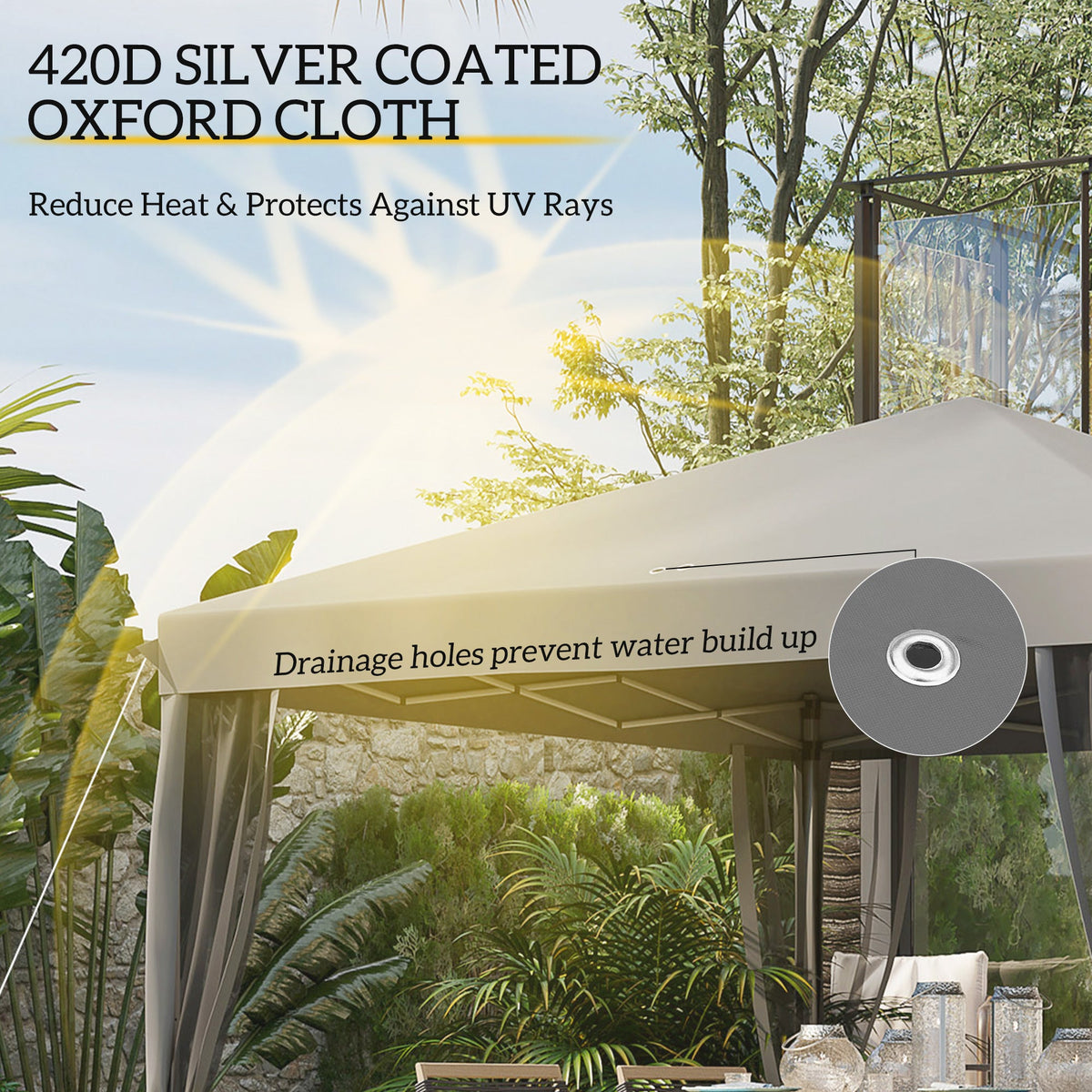3 x 3m Pop Up Gazebo with Removable Mesh Netting & Carry Bag, Light Grey — product view 7