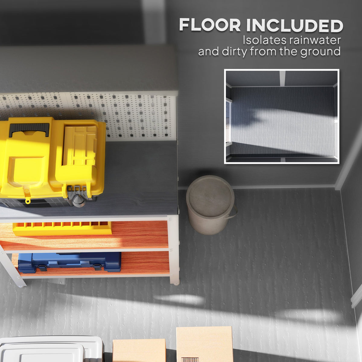 6' x 4' Outdoor Storage Shed with Floor and Lockable Door, Gray — product view 7