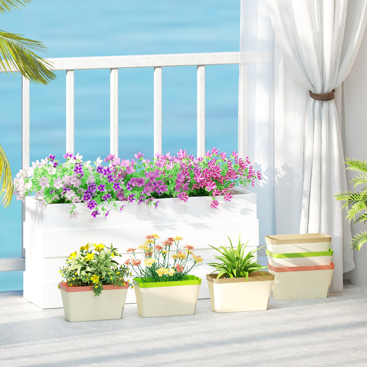 6 Pack 10.5" Self-Watering Planter Boxes with Water Level Indicator — product view 3